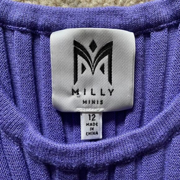 Milly Minis Godet Striped Sleeveless Fit and Flare Pleated Knit Dress Kids Sz 12 - Picture 3 of 12